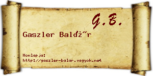 Gaszler Balár névjegykártya